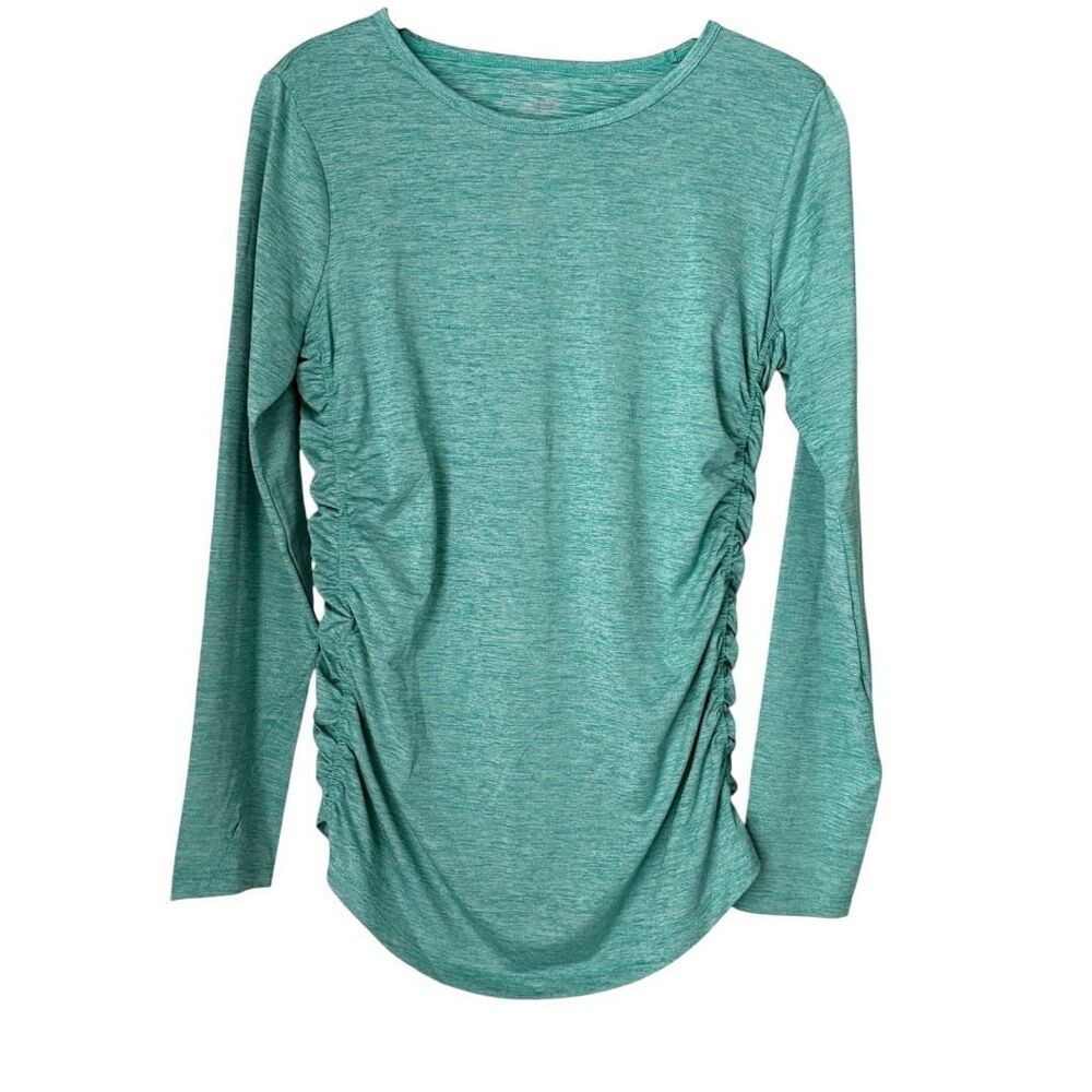 Eddie Bauer crew neck long Sleeve Top Women’s Size Petite Medium Green Heather